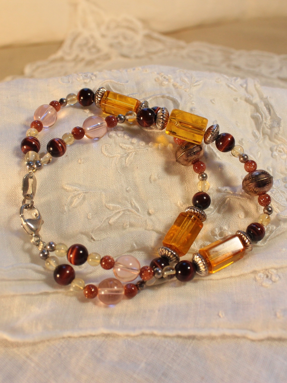 Boho Multi-Strand Beaded Bracelet in Autumn Colors